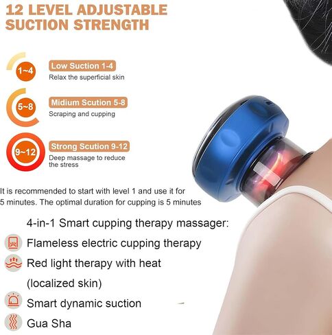 Electric Cupping Therapy Set, Smart Cupping Therapy Massager, Electric Cupping Device with 12 Level Suction and Temperature, Portable Smart Dynamic Cupping Set in Saudi Arabia