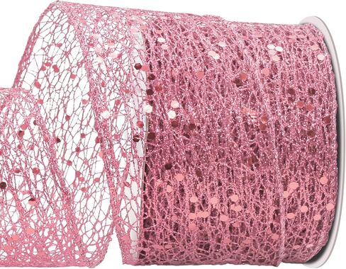 Silver Mesh Glitter Wired Ribbon for Christmas Tree 1.5 Inch x 10 Yards Mesh Sparkling Wired Ribbon for Gift Wrapping Wreath Wreath Party Crafts in Kuwait