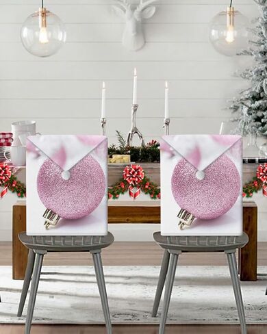 Christmas Dining Room Chair Back Covers, Merry Christmas Snowflake Polka Dot Gold White Chair Covers Kitchen Chair Slipcovers Protective Covers for Holiday Party Festival Decoration, Set of 6 in Kuwait