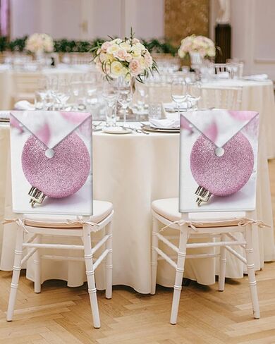 Christmas Dining Room Chair Back Covers, Merry Christmas Snowflake Polka Dot Gold White Chair Covers Kitchen Chair Slipcovers Protective Covers for Holiday Party Festival Decoration, Set of 6 in Kuwait