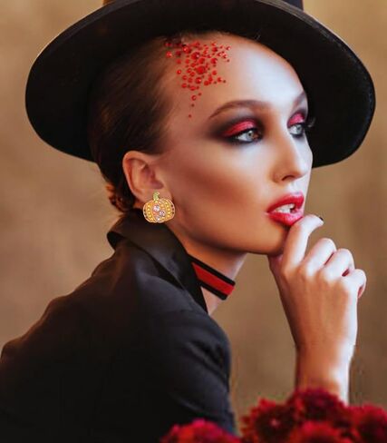 WOWORAMA Halloween Earrings Cute Pumpkin Earrings for Women Fun Crystal Pumpkin Stud Earrings Funny Smiling Face Pumpkin Drop Earrings Halloween Earrings Jewelry Gifts in Kuwait