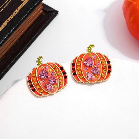 WOWORAMA Halloween Earrings Cute Pumpkin Earrings for Women Fun Crystal Pumpkin Stud Earrings Funny Smiling Face Pumpkin Drop Earrings Halloween Earrings Jewelry Gifts in Kuwait
