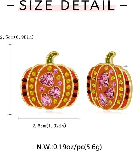 WOWORAMA Halloween Earrings Cute Pumpkin Earrings for Women Fun Crystal Pumpkin Stud Earrings Funny Smiling Face Pumpkin Drop Earrings Halloween Earrings Jewelry Gifts in Kuwait