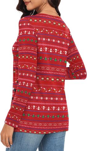 CATHY Womens Tops Dressy Casual Crew Neck Long Sleeve Shirts Button Side Tunic to Wear with Leggings in Saudi Arabia