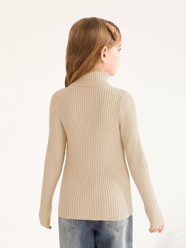 Girls Sweaters Kids Long Sleeve Turtleneck Pullover Jumper Tops in Kuwait