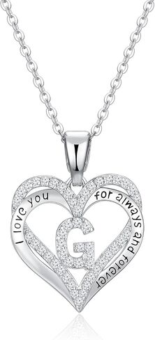 S925 sterling silver initial necklace for women jewelry heart pendant love Letter necklace Gifts for wife Anniversary Mothers Day Valentines Birthday Gifts for Wife Her Mom Girlfriend in Saudi Arabia