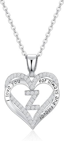 S925 sterling silver initial necklace for women jewelry heart pendant love Letter necklace Gifts for wife Anniversary Mothers Day Valentines Birthday Gifts for Wife Her Mom Girlfriend in Saudi Arabia