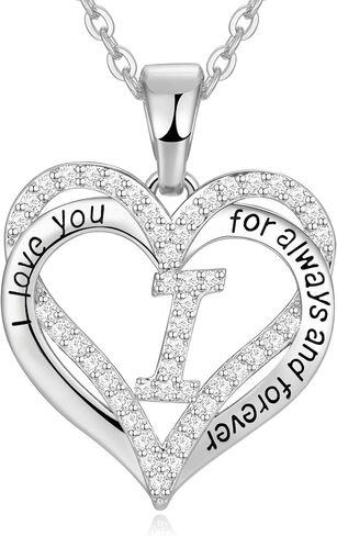 S925 sterling silver initial necklace for women jewelry heart pendant love Letter necklace Gifts for wife Anniversary Mothers Day Valentines Birthday Gifts for Wife Her Mom Girlfriend in Saudi Arabia