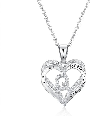 S925 sterling silver initial necklace for women jewelry heart pendant love Letter necklace Gifts for wife Anniversary Mothers Day Valentines Birthday Gifts for Wife Her Mom Girlfriend in Saudi Arabia