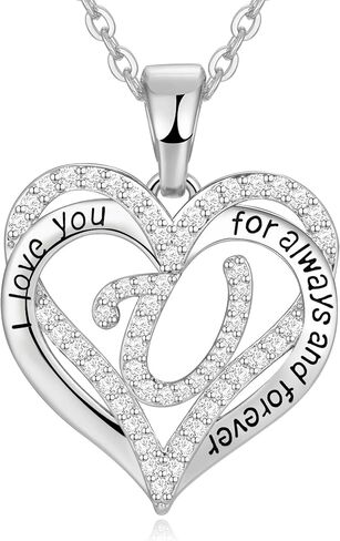 S925 sterling silver initial necklace for women jewelry heart pendant love Letter necklace Gifts for wife Anniversary Mothers Day Valentines Birthday Gifts for Wife Her Mom Girlfriend in Saudi Arabia