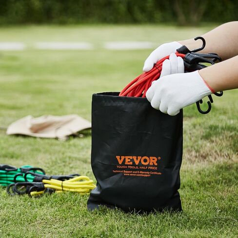 تشكيلة حبل بنجي مسطحة 32 قطعة من VEVOR، أشرطة بنجي شديدة التحمل مقاس 17 مم مع خطافات، تتضمن 10 بوصات و18 بوصة و24 بوصة و32 بوصة و40 بوصة وأشرطة مطاطية مع حقيبة تخزين محمولة و6 مشابك قماش القنب وحبال بنجي كروية in Saudi Arabia