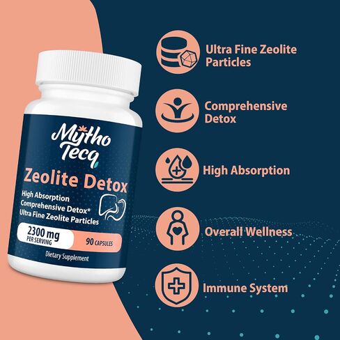 2300 MG Zeolite Detox Capsules - Activated Charcoal & Bentonite Clay, Highly Absorbable Full Body Detox, Liver & Gut Detox Cleanse, Zeolite Clinoptilolite for Heavy Metal Detox （90 Capsules） in Saudi Arabia