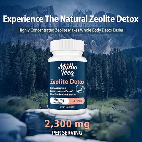 2300 MG Zeolite Detox Capsules - Activated Charcoal & Bentonite Clay, Highly Absorbable Full Body Detox, Liver & Gut Detox Cleanse, Zeolite Clinoptilolite for Heavy Metal Detox （90 Capsules） in Saudi Arabia
