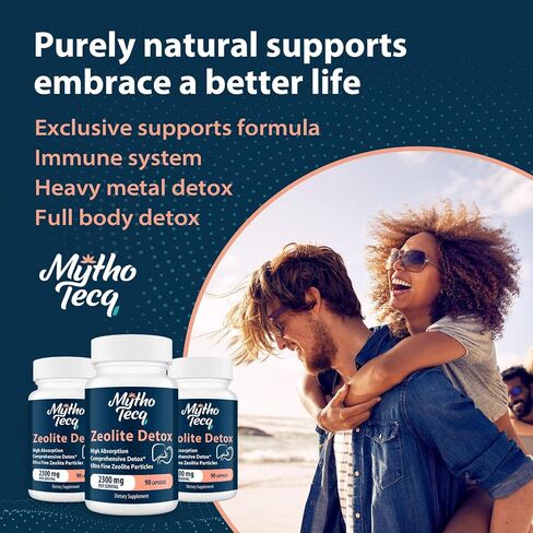 2300 MG Zeolite Detox Capsules - Activated Charcoal & Bentonite Clay, Highly Absorbable Full Body Detox, Liver & Gut Detox Cleanse, Zeolite Clinoptilolite for Heavy Metal Detox （90 Capsules） in Saudi Arabia
