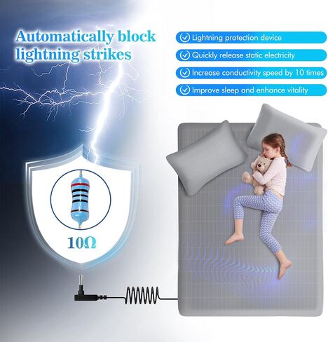 Grounding Sheet, 90% Organic Cotton+10% Pure Silver Organic Fitted Grounded Sheet for Improved Sleep, Pain Relief - Earth Connected Bedding (Gray, King) in Kuwait