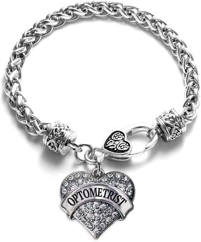 Inspired Silver - Silver Pave Heart Charm Bracelet with Cubic Zirconia Jewelry in Saudi Arabia