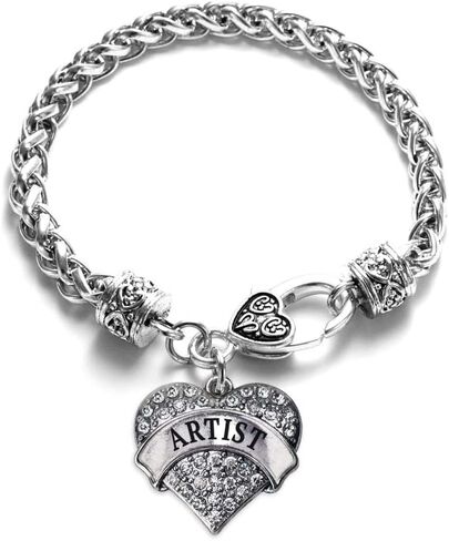 Inspired Silver - Silver Pave Heart Charm Bracelet with Cubic Zirconia Jewelry in Saudi Arabia