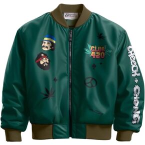 Isaac Morris Limited Cheech and Chong Team 420 Mens and Womens Zip-Up Varsity Jacket