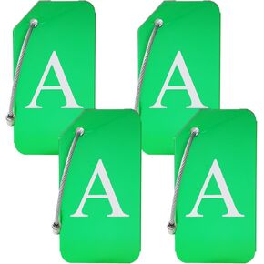 4 Pcs Initial Aluminum Luggage Tags, Baggage Tags with Identification Cards & Metal Loops, Bag Tags, Travel Tags, Suitcase Tags, ID Tags, Name Tags, Travel Accessories (Black, K)