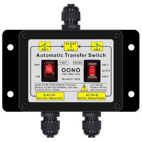 Manual and Automatic Transfer Switch, AC120V 15A ATS Auto Transfer Switch