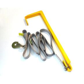 Pallet Puller with (3.7m Strap) Yellow Bar & Grey Strap – 74x18 cm Steel Pallet Hook, Polyester Pallet Puller Strap with Steel Hardware – Forklift Pallet Grabber for Pallet Transport
