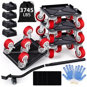 Heavy Furniture Movers with 5 Wheels Furniture Dolly Rotatable Wheel Dolly for Moving Furniture Lift Mover Tool Set Carbon Steel Panel Heavy Duty Dolly Maximum Load 3475 LBS