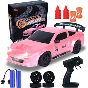 Mini RC Drift Car with Full Proportional Throttle, 1:24 Remote Control Car 4WD Drift GT-RX7 RC Cars Vehicle High-Speed Racing RC Drifting Car Gifts Toy for Boys Kids (White)