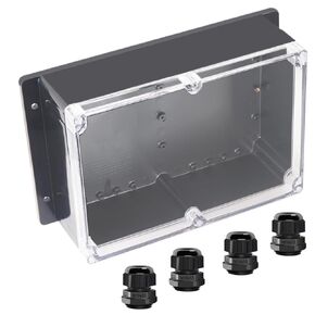Junction Box IP65 Waterproof ABS Plastic Electrical Project Case Power Junction Boxes, Clear Cover Project Box with Fixed Ear 10.35x7.17x3.74 inch (263 x 182 x95 mm)