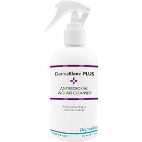 DermaRite's DermaKlenz PLUS Wound Cleanser - Rinse-Free Gentle Cleansing, Helps Clear Wound Debris, Promotes Healing with HOCL - Spray Bottle, 8 oz., 1 Count