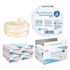 Dynarex DynaGinate Calcium Alginate Wound Dressing - Sterile, Non-Stick Topical Wound Pads - Absorbent Gel Patches For Moderate To High Exuding Cuts - For Medical & Home Use - 2g x 30cm, 12 Boxes of 5