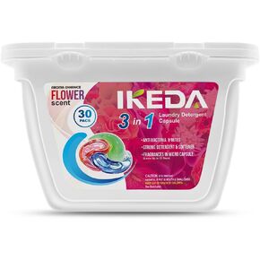 Ikeda Laundry Detergent Pods | 3 in 1 Aroma Enhance Forest Scent | Fragrance In Micro Capsule | 30Counts 10g Each Pod | 10.5 oz 1 PACK (Forest Scent)