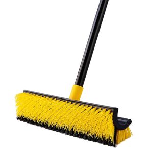 Yocada Double-Sided Floor Scrub Brush Triangle Brush Corner Crevice Cleaning Brush Heavy Duty Stiff Bristle 65.5" for Cleaning Patio Bathroom Garage Kitchen Wall Deck Tub Tile