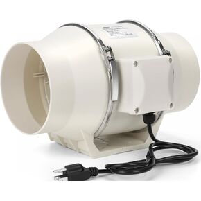Nalle Inline Duct Fan 6 Inch Duct Fan with Variable Speed Controller 75W 390 CFM Ventilation Exhaust Blower Fans Efficient Quiet Copper Motor for Ducting Vents Bathroom Kitchen