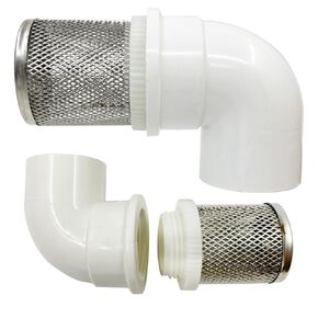 DN20 inch stainless steel filter cover connected to 90 degree elbow 3/4" PVC DN20 water pipe, suction hose strainer used to remove debris and reduce solid entry(1pcs)