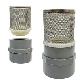 2 inch Stainless Steel Filter Cover Connected to 2 inch/DN50 Grey PVC Filter Water Pipe, Suction Strainers Used to Remove Debris and Reduce Solid Entry（1pcs）