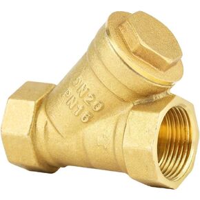 Forged Brass Y-Strainer, Brass Filter, 3/4" BSPP Female Thread Y Shaped Brass Strainer Filter Valve Connector for Water Oil Separation