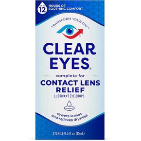 Clear Eyes Contact Lens Relief Eye Drops, 0.5 fl oz, 3 Pack
