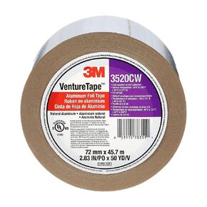 3M Venture Tape - 50750351352024 3M Aluminum Foil Tape 3520CW Natural Aluminum, 48 mm x 45.7 m 2.0 mil (Pack of 24)