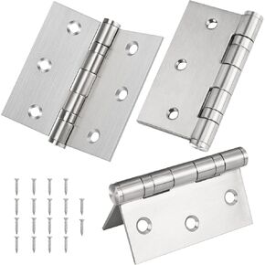 Door Hinges 3 Pack 3.5 Inch with Square Corner, 304 Stainless Steel Hinges Silent Ball Bearing Interior Door Hinge for Bedroom, Bathroom, Standard Residential Door Hinge