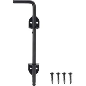 12 Inch Cane Bolt Heavy Duty Gate Drop Rod, Steel Gate Latch for Wooden Fence, Gate Hardware Drop Bolts for Wooden Gater-(Black Finish,1 Pack)