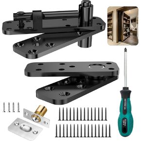 Hidden Door Hinge Pivot Hinge, 570LBS Load-Bearing Heavy Duty Pivot Door Hardware for Hidden Door Bookcase, Murphy Door Hinge Kit 360° Rotation Invisible Door Hinges for Secret Door