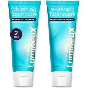 Lumineux Teeth Whitening Toothpaste 3 Pack Peroxide Free Enamel Safe for Sensitive Whiter Teeth Certified Non-Toxic, Fluoride Free, No Alcohol, Artificial Colors, SLS Free Dentist Formulated - 3.75 Oz