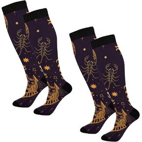 Egyptian God Anubis Scorpion Moon Compression Socks Women & Men, 2 Pairs Gym Running Hiking Sport Knee High Stockings