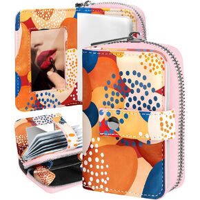 Bistup Credit Card Holder Wallet for Women Ladies Cute Small Teen Girls Female Rfid Leather Cardholder Wallets Organizer Purse Skull Skeleton Girly Aesthetic Print Unique Zipper