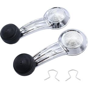 1 Pair Left and Right Door Window Crank Handle Chrome Plated Window Cranks Compatible with Cadillac Chevy Pontiac Olds Buick