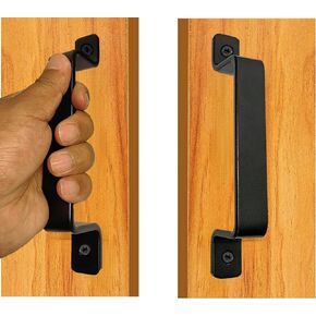 Premium Barn Door Handles Black,7.4 inch,2 Packs,Heavy Duty Rustic Metal Pulls for Sliding, Garage,Shed, Gate, Closet, Drawer, Indoor/Outdoor