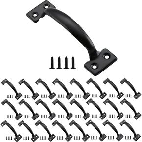 HOME MASTER HARDWARE 25 Pack 5-3/4 inch Gate Pull Handle Fence Door Handle Cabinet Pulls with Screws for Outdoor Kitchen Cabinets Closet Interior Drawer Black
