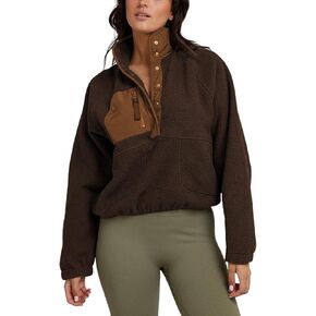 Ladmous Women's ColorBlock Fleece Jackets With Pockets Pullover