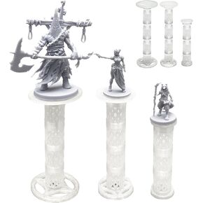 Combat Risers for Flying Miniatures, DND TRPG Terrain Flight Stands, Raised Platforms, 8 Adjustable Tiers with 3 Stands and Bases, (Obsidian Black)