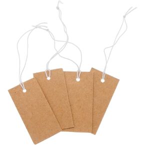 Small Marking Tags,100-Pack Writable Paper Lables Sticker,Self-Adhesive Blank Price Tag for Identificationy Jewelry Gift (Brown, Rectangle)